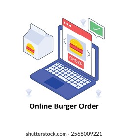 Online Burger Order isometric Colored illustration. EPS File stock illustration