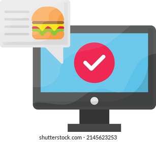 Online Burger Purchase Vector Color Icon Design, Retail Food Delivery Service Symbol, Touch Less Meal Courier Sign, Grocery Pickup Stock Illustration, Order Dispatch Confirmation Concept,