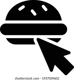 icono plano de glifo vector de hamburguesa en línea
