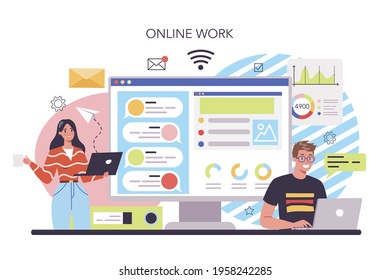 Online business advertsing online service or platform. Commercial