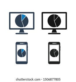 Online Business Analysis Icon. Flat style vector EPS.