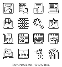 Lineare Icons für Online Business und Analytics