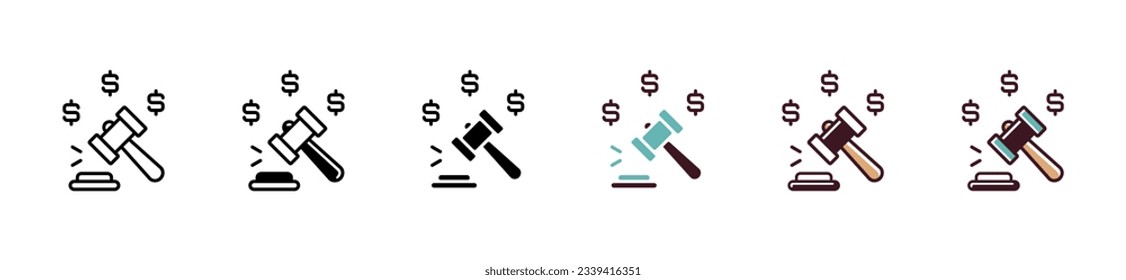 online business bid auction with gavel hammer icon vector legal bidding auction business for web and app illustration symbol