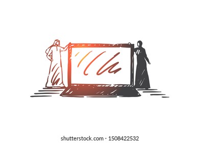 Online business communication concept sketch. Hand drawn isolated vector