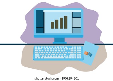 Online business conceptual computer illustration
