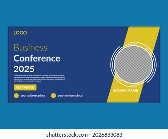 online Business conference horizontal web banner. Vector banner template for business conference announcement.