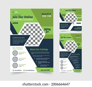 Online Business Conference lives webinar invitation template set. Live stream invitation, online class, e-learning, live training session, banner social media post.
