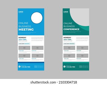 Online Business conference roll up banner template. minimalist banner for Business conference, cover, roll up banner, poster, print- ready