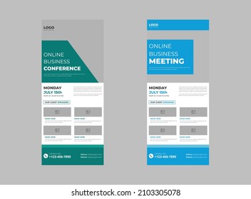 Online Business conference roll up banner template. minimalist banner for Business conference, cover, roll up banner, poster, print- ready