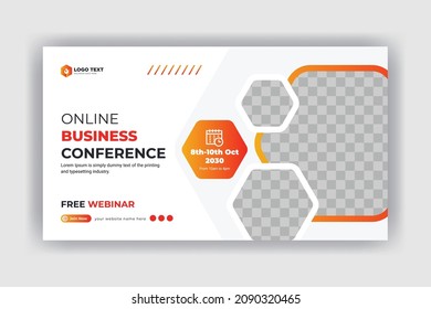 Online business conference social media cover, web banner, and video thumbnail template
