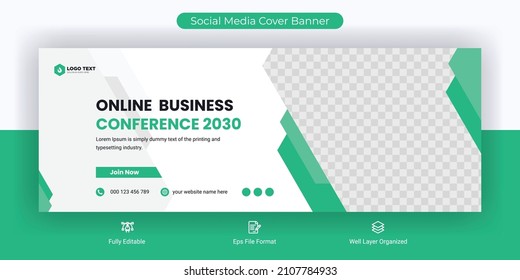 Online business conference social media post Facebook cover banner template