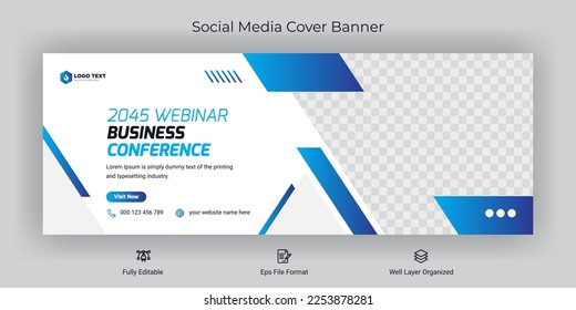Online business conference social media post Facebook cover banner template