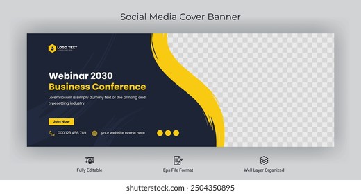 Online business conference social media cover post banner template design