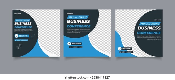 Online business conference social media post banner template