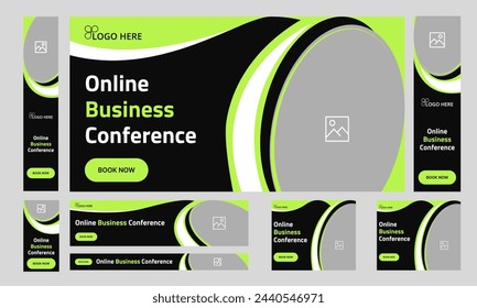 Online business conference web set banner design for social media post, business idea web bundle banner design, fully editable vector eps 10 file format