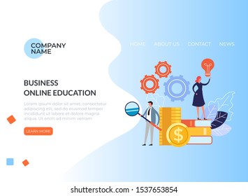 Online business education tutorial concept. Vector flat graphic design illustration