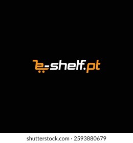 Online Business e-shelf.pt Logo design with black background.
