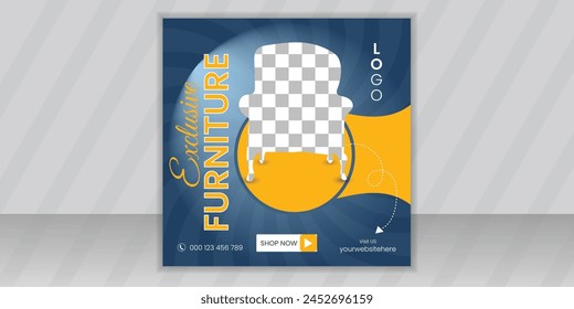 Online business furniture sale ad social media post banner design or advertising post square web banner template