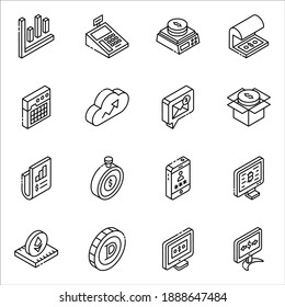 
Online Business Glyph Isometric Icons Pack 