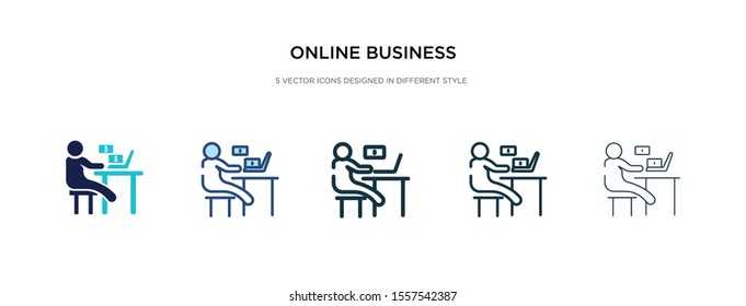 online business icon in different style vector illustration. two colored and black online business vector icons designed in filled, outline, line and stroke style can be used for web, mobile, ui