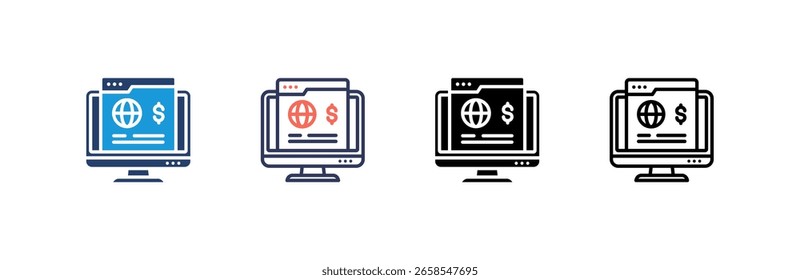 Online Business icon set multiple style collection