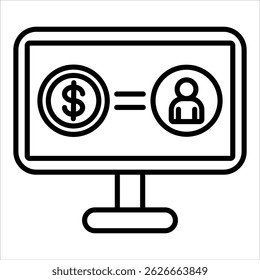 Icono de negocios en línea. Ilustración de contorno de Vector simple