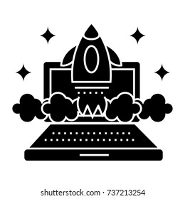 online business launch  icon, vector illustration, sign on isolated background