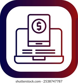 Online Business Line Gradient Round Corner Vector Icon Design