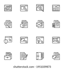 Online business line icons set, Business and finance outline vector symbol collection, linear style pictogram pack. Signs, logo illustration. Set includes icons as seo, online shop, email marketing