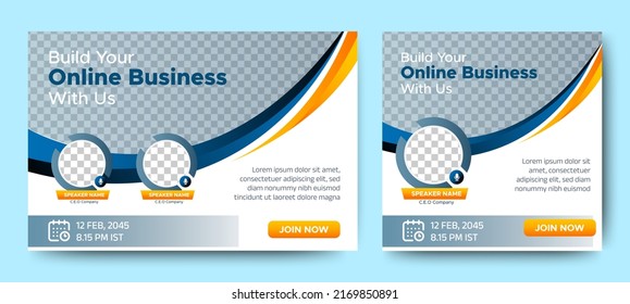 Online Business live webinar banner invitation   social media post template  Business webinar invitation design  Vector EPS 10
