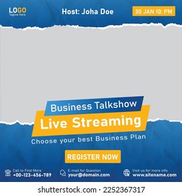 Online Business lives webinar banner invitation and social media post template. Corporate social media post template