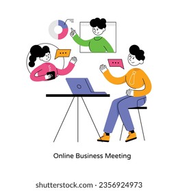 Online Business Meeting abstract concept vector in a flat style stock illustration