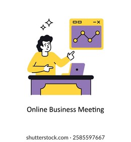 Online Business Meeting Concept vector illustration.  isolated on white Background.