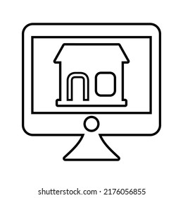 online business outline icon. Line art vector.