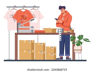 Online business owner packing product orders