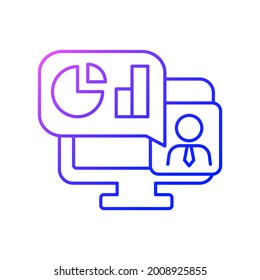 Online business presentation gradient linear vector icon. Marketing strategy for virtual call. Work monitoring. Thin line color symbols. Modern style pictogram. Vector isolated outline drawing