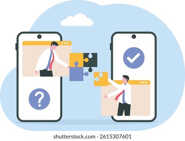 online business solution mobile app, Finding new ideas illustration, problem solving concept vector


