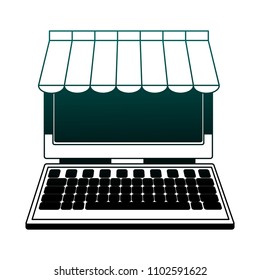 Online business store in blue lines