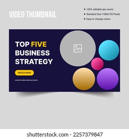 Online business strategy video thumbnail cover banner template design