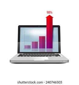 Online business. Success in business. Laptop icon