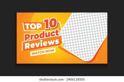 online business thumbnail template top 10 Product reviews video thumbnail eye-catching design vector
