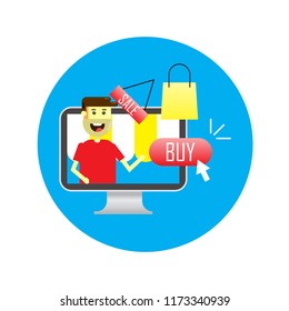 online business transaction illustration with flat design