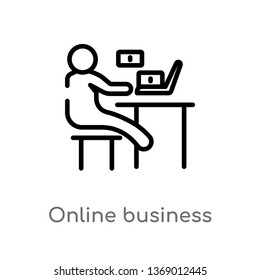online business vector line icon. Simple element illustration. online business outline icon from humans concept. Can be used for web and mobile