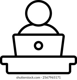 Online Business Vector Lineal Icon On White Background.