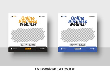 Online Business webinar invitation design. Webinar and business conference social media post template.social media posts and website ads