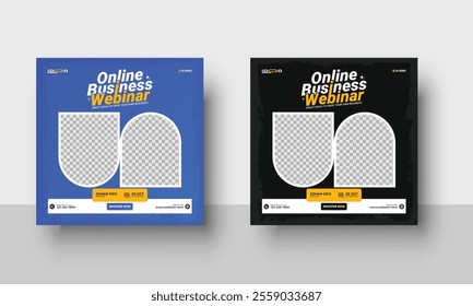 Online Business webinar invitation design. Webinar and business conference social media post template.social media posts and website ads