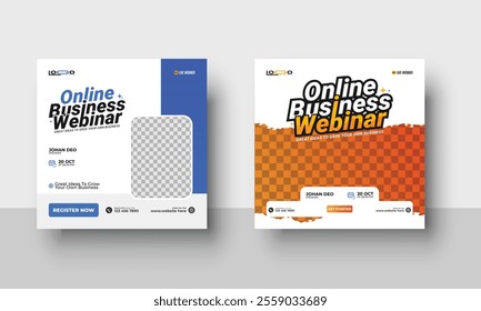 Online Business webinar invitation design. Webinar and business conference social media post template.social media posts and website ads