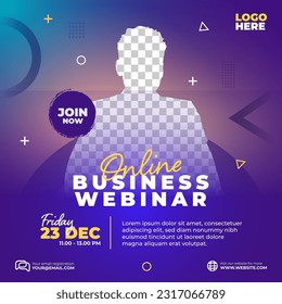 Online business webinar social media live post template design