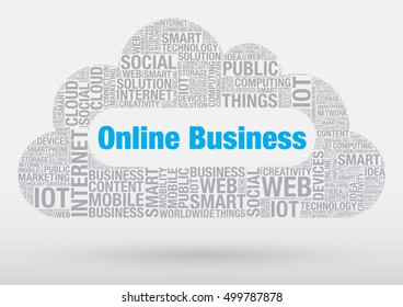 Online Business word cloud, technology vector concept illustration