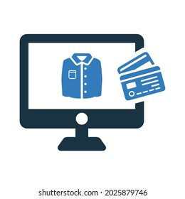 Online kaufen, Zahlungssymbol. Einfache bearbeitbare Vektorgrafik.